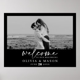 Poster Panneau de bienvenue de mariage avec écriture mode