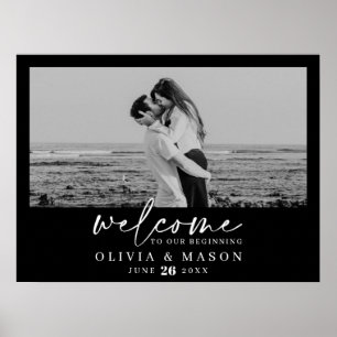 Poster Panneau de bienvenue de mariage avec écriture mode