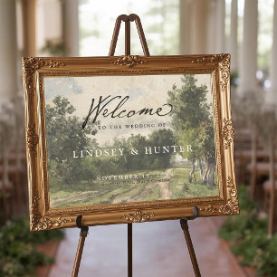 Poster Panneau de bienvenue de mariage avec peinture de p
