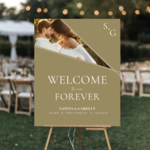 Panneau de bienvenue de mariage avec photo contemp