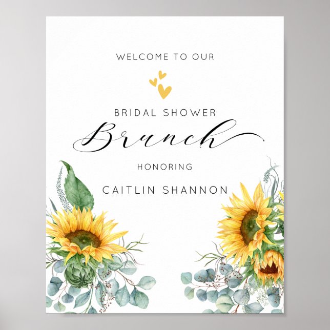 Poster Panneau de bienvenue de mariage avec tournesols en (Devant)