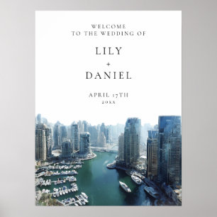 Poster Panneau de bienvenue de mariage avec vue sur Dubaï