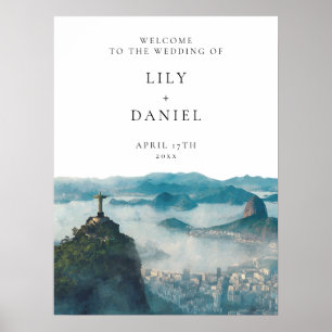 Poster Panneau de bienvenue de mariage avec vue sur Rio d