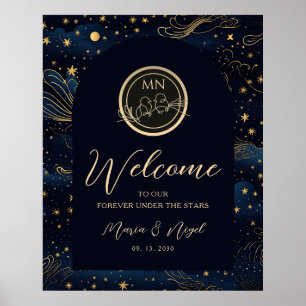 Poster Panneau de bienvenue de mariage bohème céleste de 