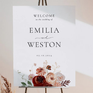 Poster Panneau de bienvenue de mariage bohème d'automne