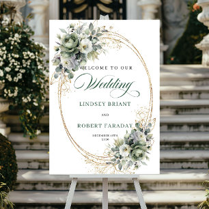 Poster Panneau de bienvenue de mariage bohème eucalyptus 