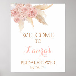 Poster Panneau de bienvenue de mariage boho chic herbe de