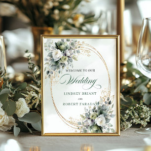Poster Panneau de bienvenue de mariage botanique boho cla