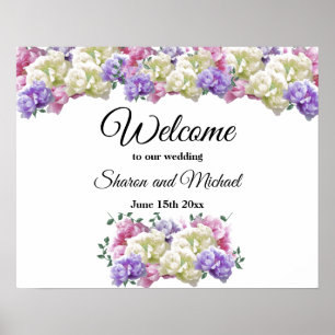 Poster Panneau de bienvenue de mariage Bouquet floral mix