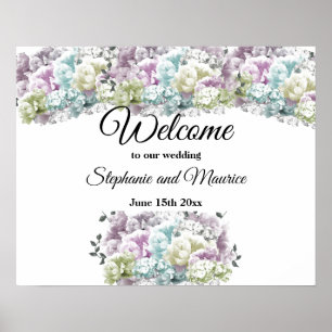 Poster Panneau de bienvenue de mariage Bouquet varié de f