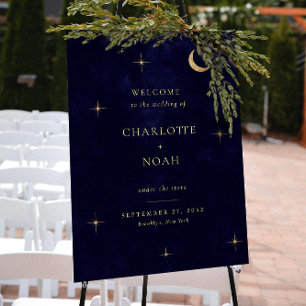 Poster Panneau de bienvenue de mariage céleste de minuit 