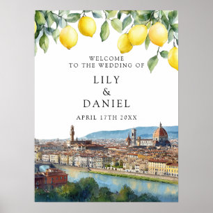 Poster Panneau de Bienvenue de Mariage Citrons Florence I