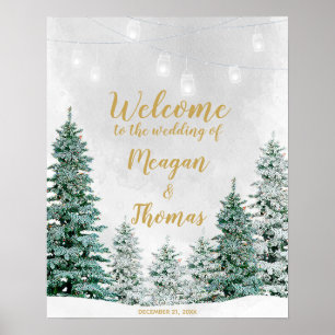 Poster Panneau de bienvenue de mariage d'arbre de Noël ru