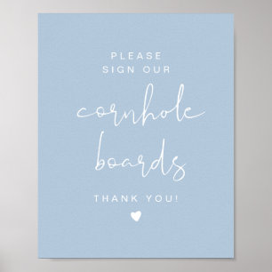 Poster Panneau de bienvenue de mariage de cornhole bleu p
