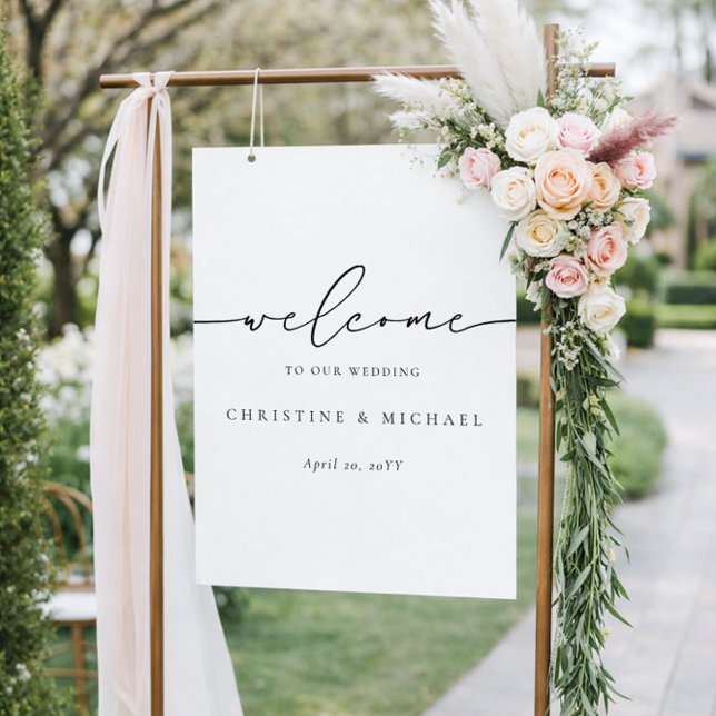Poster Panneau de bienvenue de mariage de script élégant  (Créateur téléchargé)