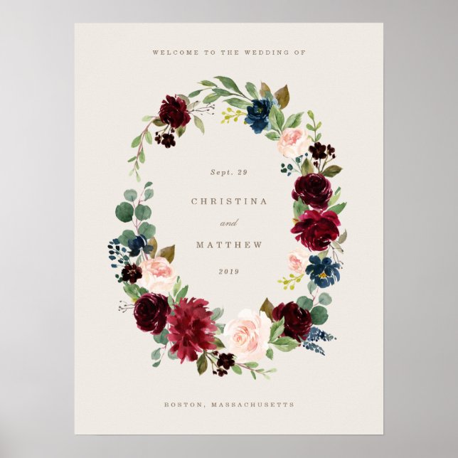 Poster Panneau de bienvenue de mariage d'élégance d'autom (Devant)