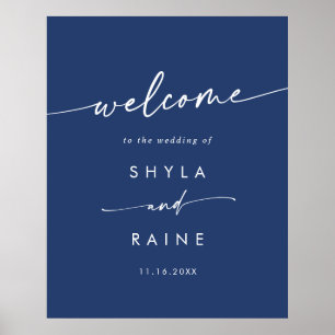 Poster Panneau de bienvenue de mariage DIY bleu royal Boh