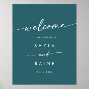 Poster Panneau de bienvenue de mariage DIY bleu sarcelle 