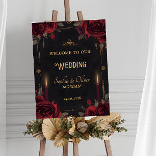 Poster Panneau de bienvenue de mariage élégant gothique s