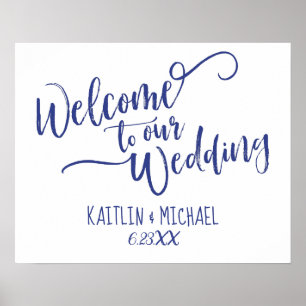 Poster Panneau de bienvenue de mariage en calligraphie au