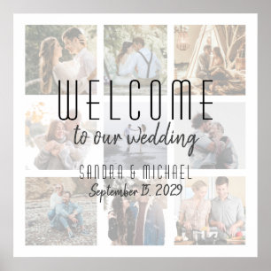 Poster Panneau de bienvenue de mariage en collage de phot