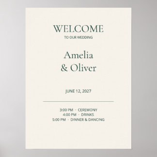 Poster Panneau de bienvenue de mariage en ivoire avec cal