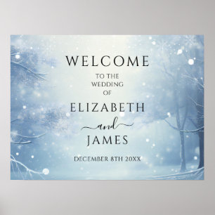 Poster Panneau de Bienvenue de Mariage en Paysage Hiverna