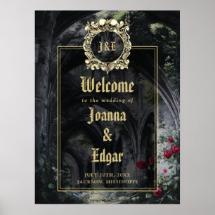 Poster Panneau de Bienvenue de Mariage en Ruines Gothique