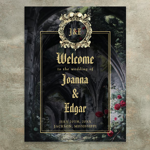 Poster Panneau de Bienvenue de Mariage en Ruines Gothique