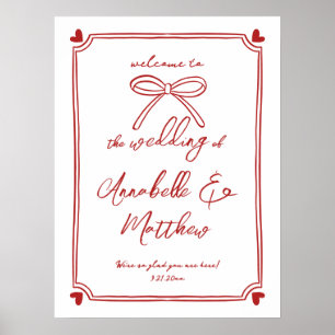 Poster Panneau de bienvenue de mariage fantaisiste avec u
