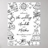 Panneau de bienvenue de mariage fantaisiste dessin