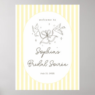 Poster Panneau de bienvenue de mariage fantaisiste rayé j