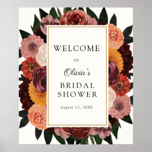 Poster Panneau de bienvenue de mariage floral automne Bou