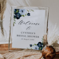 panneau de bienvenue de mariage floral bleu clair 