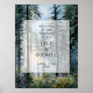 Poster Panneau de bienvenue de mariage floral de fleurs s