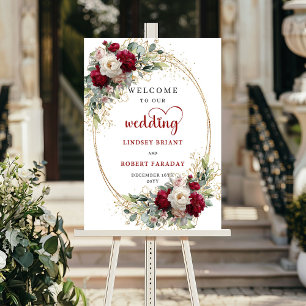 Poster Panneau de bienvenue de mariage floral de luxe ave