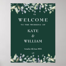 Panneau de Bienvenue de Mariage Floral Émeraude