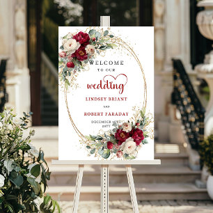 Poster Panneau de bienvenue de mariage floral rustique en