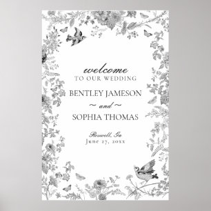 Poster Panneau de bienvenue de mariage floral Toile De Jo