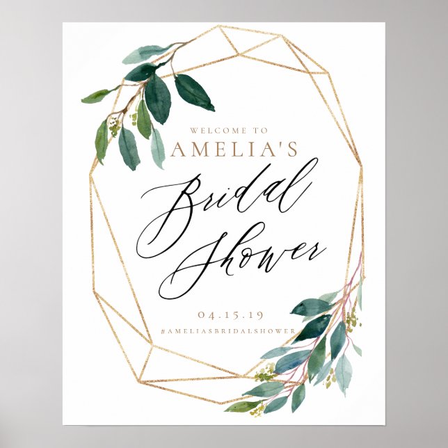 Poster Panneau de bienvenue de mariage floral verdure (Devant)