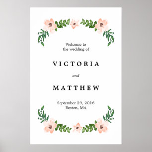 Poster Panneau de bienvenue de mariage géant aux vignes r