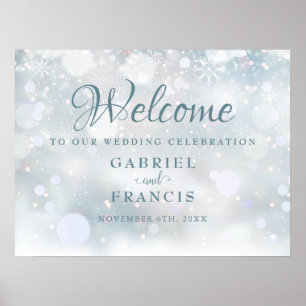 Poster Panneau de bienvenue de mariage hivernal Premiers 