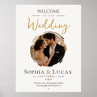Poster Panneau de bienvenue de mariage minimaliste avec p