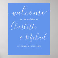 Panneau de bienvenue de mariage moderne bleu barbe