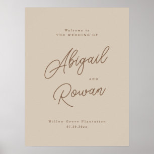 Poster Panneau de bienvenue de mariage moderne Boho Beige