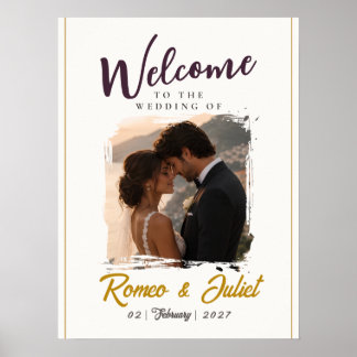 Poster Panneau de Bienvenue de Mariage Photo Minimaliste