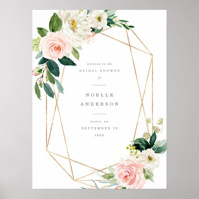 Poster Panneau de bienvenue de mariage printanier géométr (Devant)