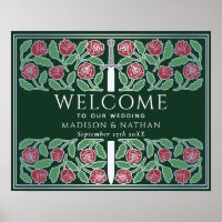 Panneau de bienvenue de mariage royal floral argen
