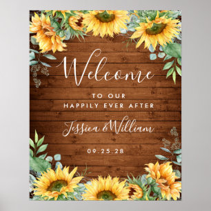 Poster Panneau de Bienvenue de Mariage Rustique aux Tourn