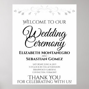 Poster Panneau de bienvenue de mariage simple élégant noi